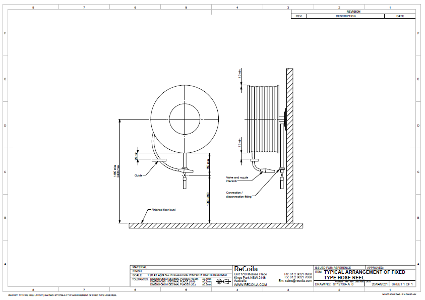 fire hose reel installation layout drawings