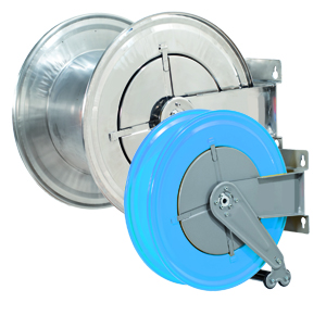 Stainless steel spring rewind hose reels